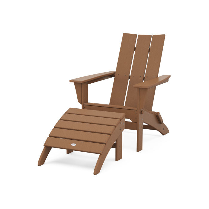 Modern Folding Adirondack Chair 2-Piece Set with Ottoman