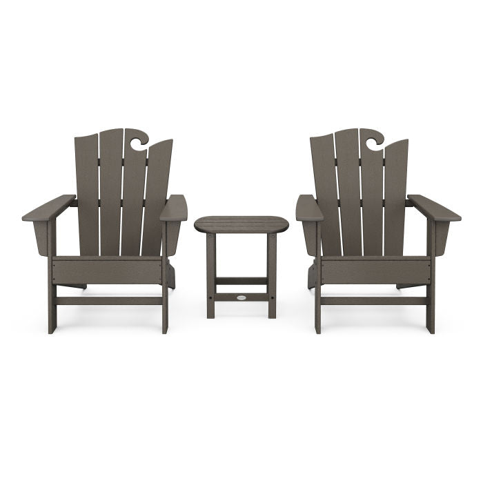 Wave 3-Piece Adirondack Set with The Ocean Chair in Vintage Finish
