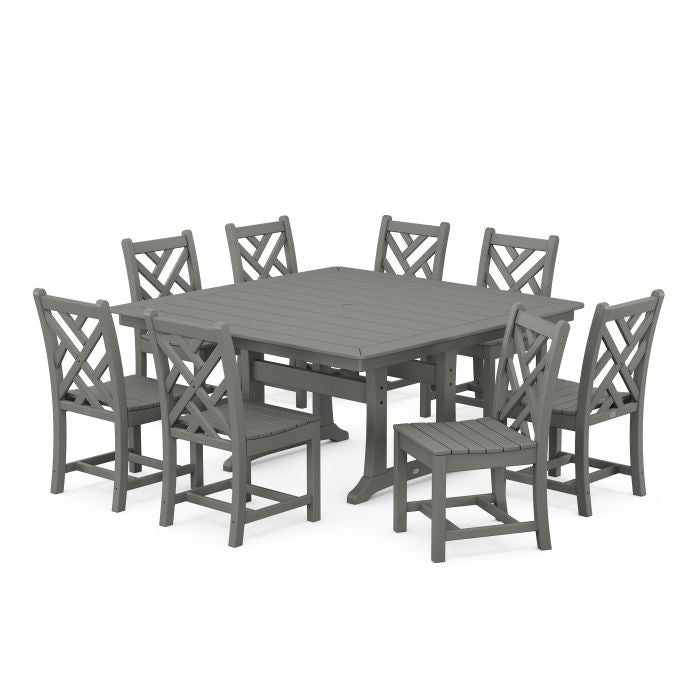 Chippendale 9-Piece Nautical Trestle Dining Set