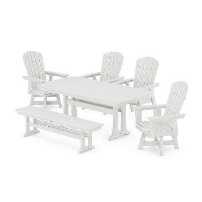Nautical Adirondack Swivel 6-Piece Dining Set with Trestle Legs