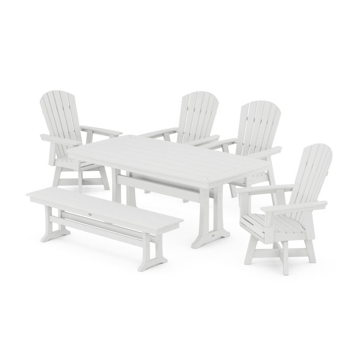 Nautical Adirondack Swivel 6-Piece Dining Set with Trestle Legs