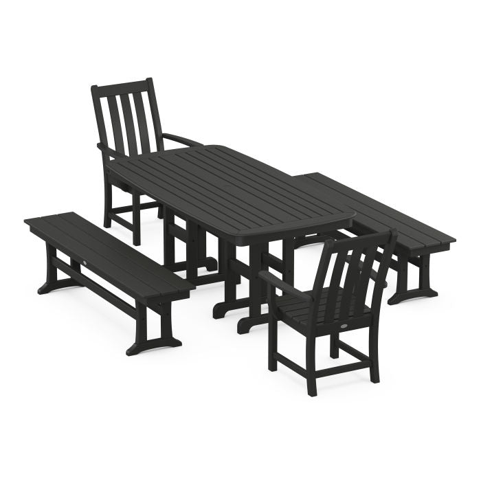 Vineyard 5-Piece Dining Set with Benches