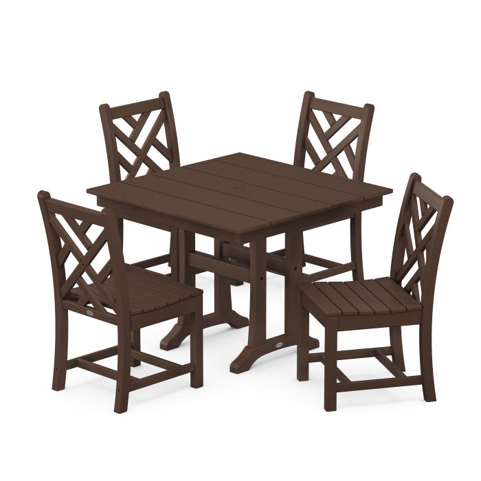 Chippendale 5-Piece Farmhouse Trestle Side Chair Dining Set