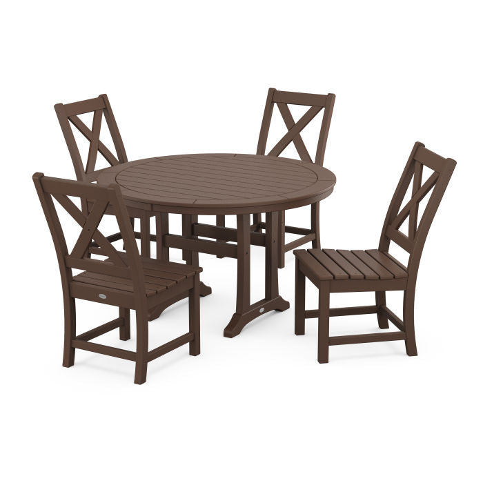 Braxton Side Chair 5-Piece Round Dining Set With Trestle Legs