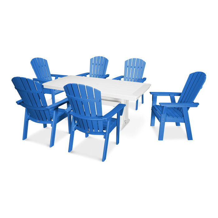 Nautical Curveback Adirondack 7-Piece Dining Set with Trestle Legs