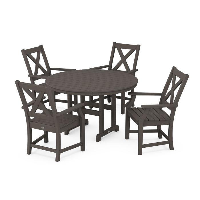 Braxton 5-Piece Nautical Trestle Arm Chair Dining Set in Vintage Finish