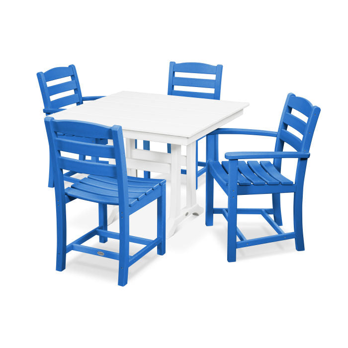 La Casa Café 5-Piece Farmhouse Dining Set with Trestle Legs