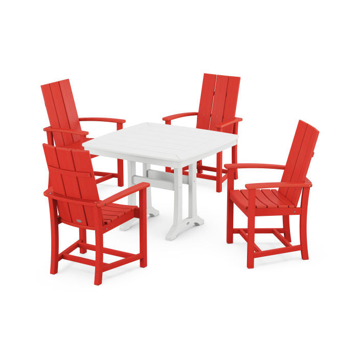 Modern Adirondack 5-Piece Dining Set with Trestle Legs