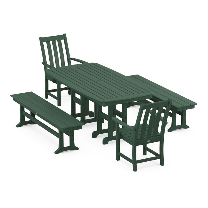 Vineyard 5-Piece Dining Set with Benches