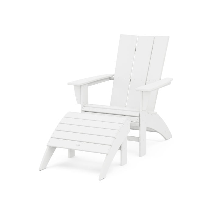 Modern Curveback Adirondack Chair 2-Piece Set with Ottoman