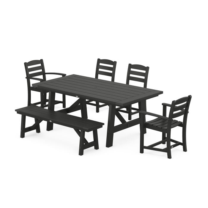 La Casa Cafe 6-Piece Rustic Farmhouse Dining Set with Bench