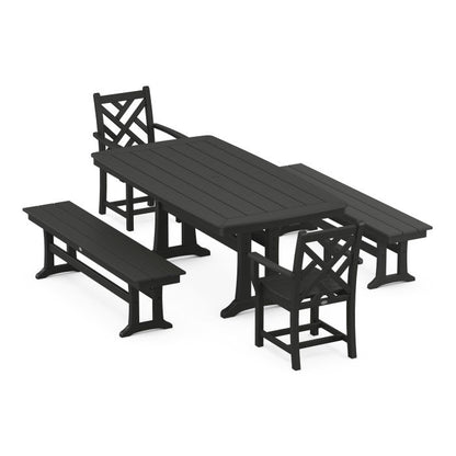 Chippendale 5-Piece Dining Set with Trestle Legs