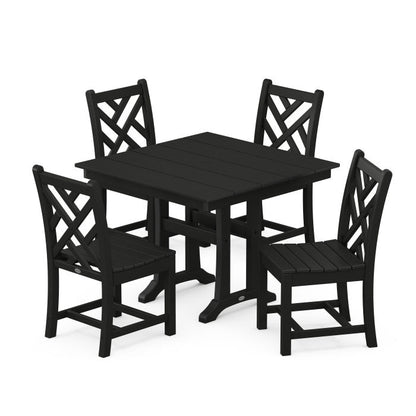 Chippendale 5-Piece Farmhouse Trestle Side Chair Dining Set