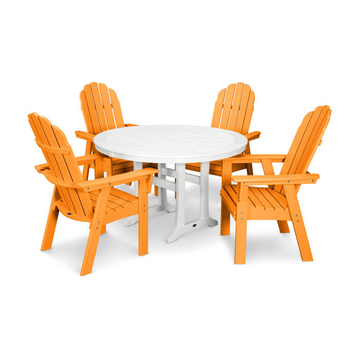 Vineyard Curveback Adirondack 5-Piece Nautical Trestle Dining Set