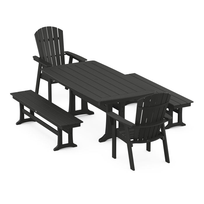 Nautical Adirondack 5-Piece Dining Set with Trestle Legs