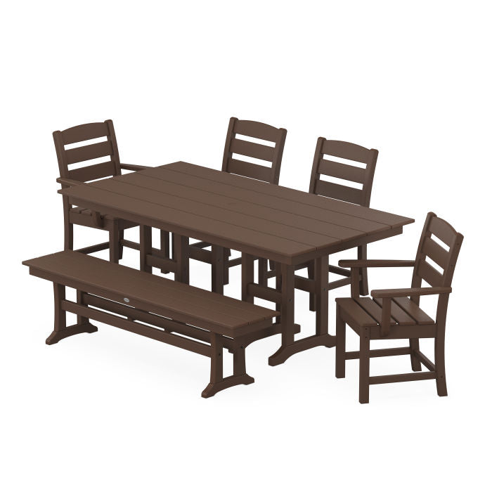 Lakeside 6-Piece Farmhouse Dining Set with Bench