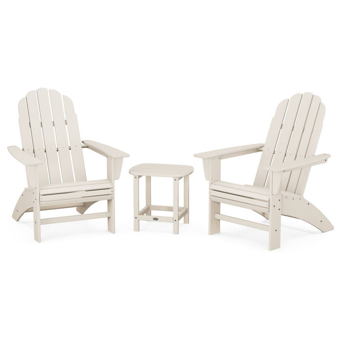 Vineyard 3-Piece Curveback Adirondack Set with South Beach 18" Side Table