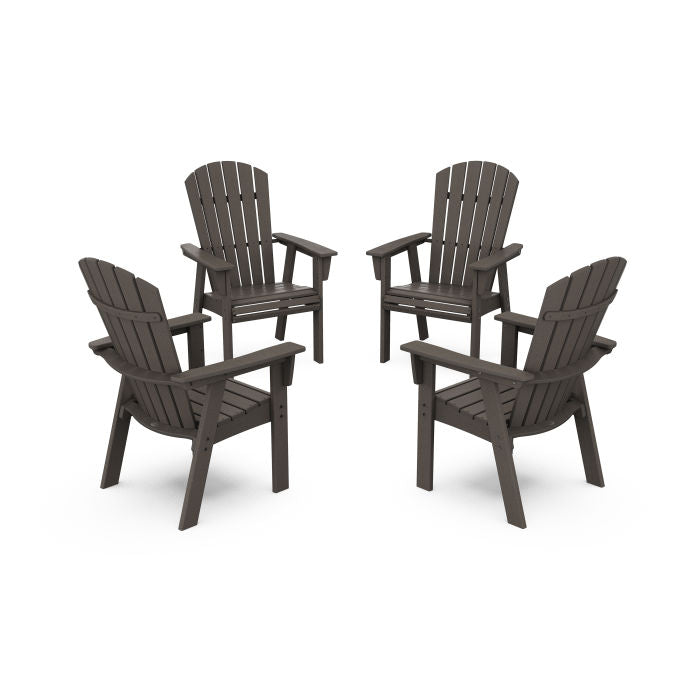 Nautical 4-Piece Curveback Upright Adirondack Conversation Set in Vintage Finish