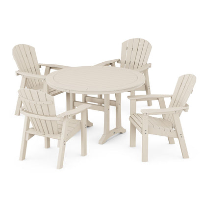 Seashell 5-Piece Round Dining Set with Trestle Legs