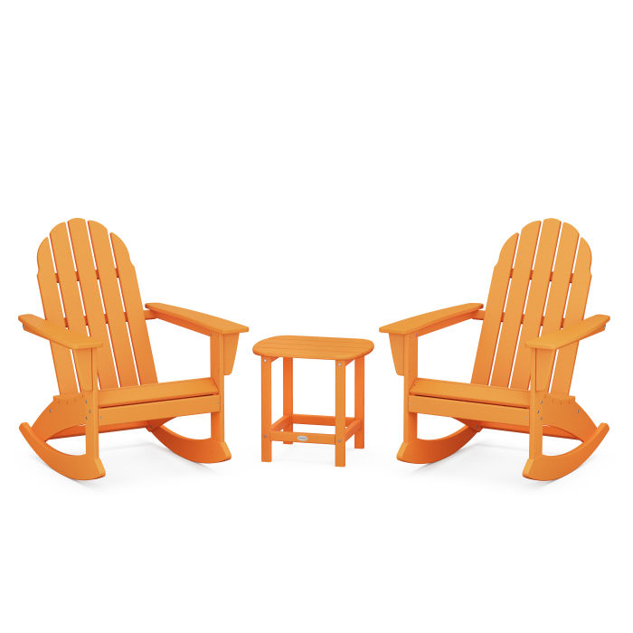 Vineyard 3-Piece Adirondack Rocking Chair Set with South Beach 18" Side Table