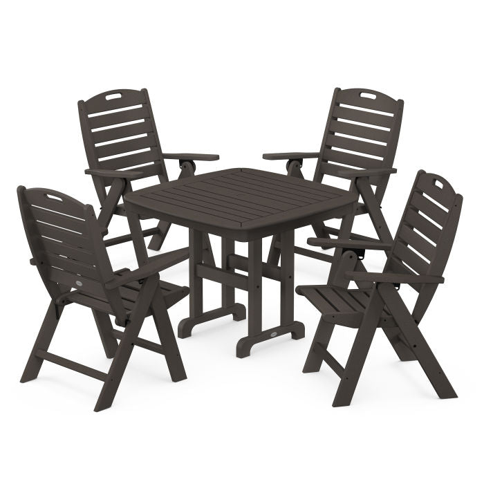 Nautical Folding Highback Chair 5-Piece Dining Set in Vintage Finish