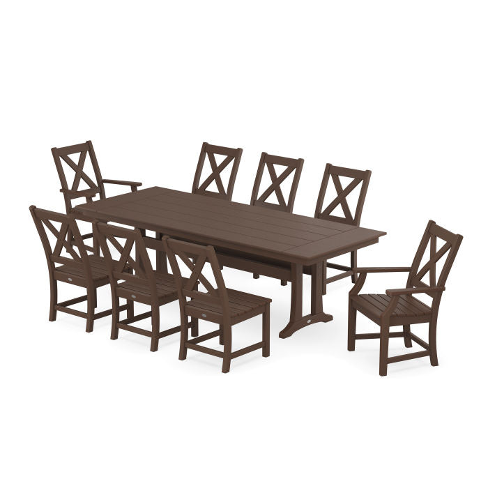 Braxton 9-Piece Farmhouse Dining Set with Trestle Legs