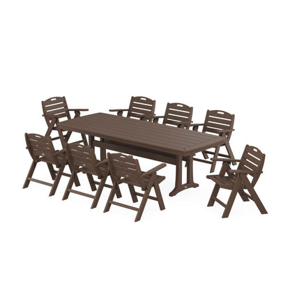 Nautical Lowback 9-Piece Dining Set with Trestle Legs