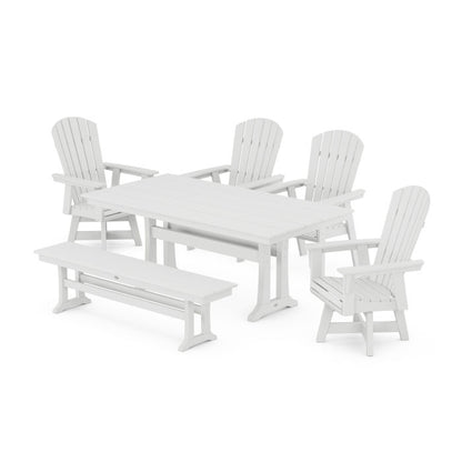 Nautical Adirondack Swivel 6-Piece Farmhouse Dining Set With Trestle Legs