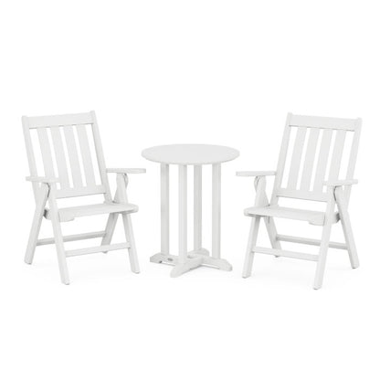 Vineyard Folding Chair 3-Piece Round Dining Set