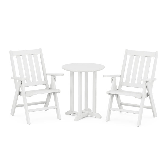 Vineyard Folding Chair 3-Piece Round Dining Set