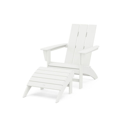 Modern Adirondack Chair 2-Piece Set with Ottoman in Vintage Finish