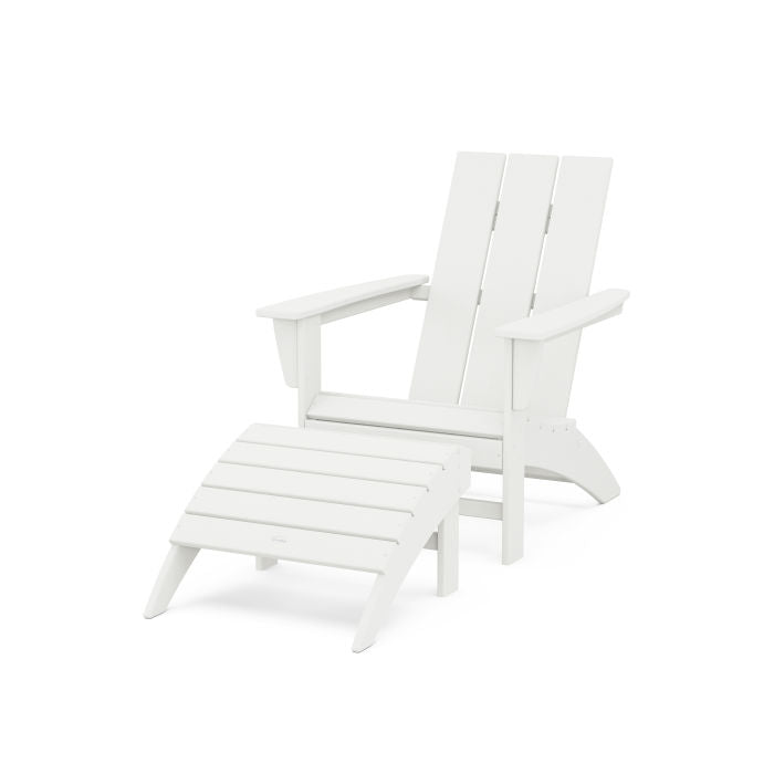 Modern Adirondack Chair 2-Piece Set with Ottoman in Vintage Finish