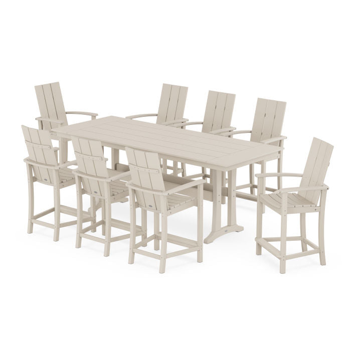 Modern Adirondack 9-Piece Farmhouse Counter Set with Trestle Legs