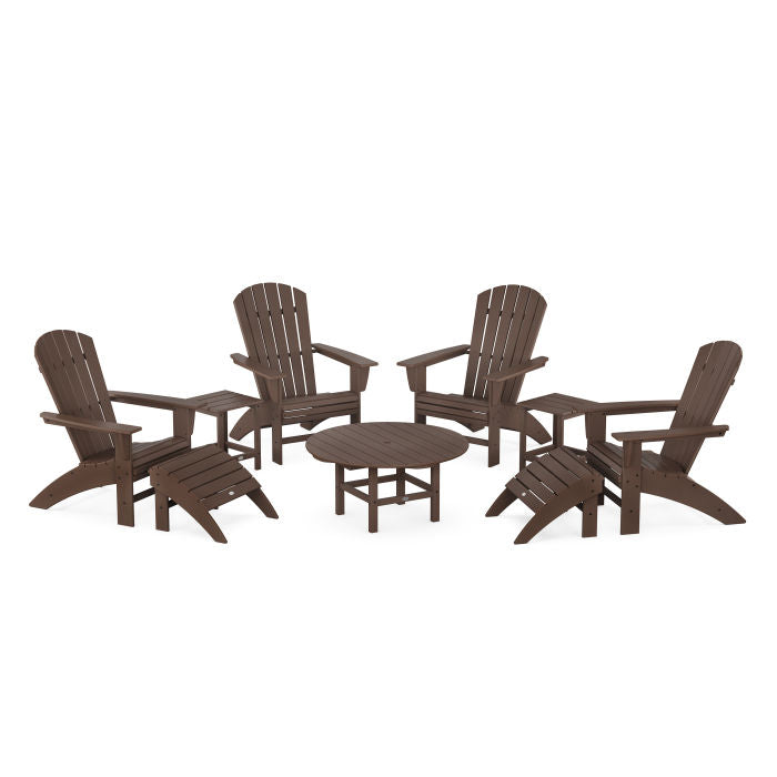 Nautical Curveback Adirondack Chair 9-Piece Conversation Set