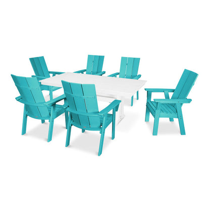 Modern Curveback Adirondack 7-Piece Farmhouse Dining Set with Trestle Legs