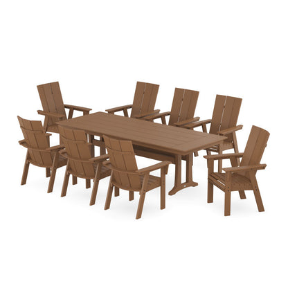 Modern Curveback Adirondack 9-Piece Farmhouse Dining Set with Trestle Legs