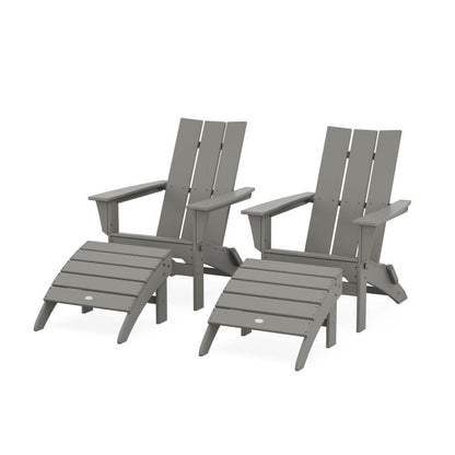 Modern Folding Adirondack Chair 4-Piece Set with Ottomans