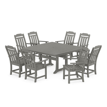 Country Living 9-Piece Square Dining Set with Trestle Legs