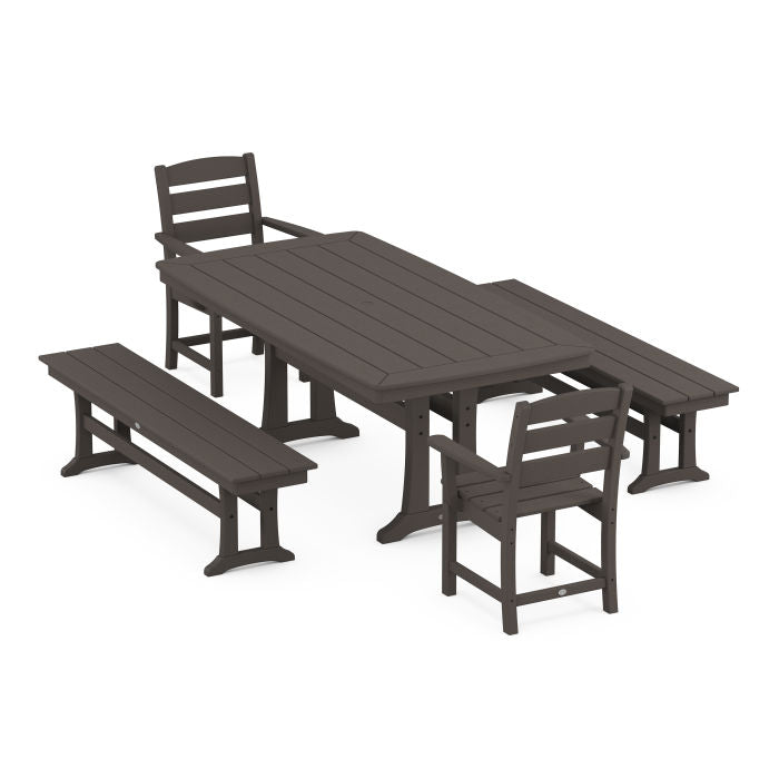 Lakeside 5-Piece Dining Set with Trestle Legs in Vintage Finish