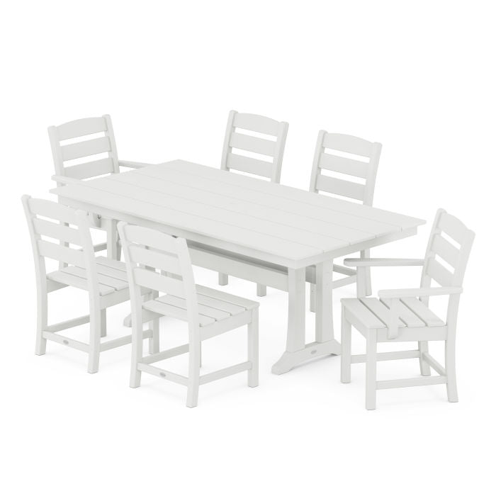 Lakeside 7-Piece Farmhouse Trestle Dining Set in Vintage Finish