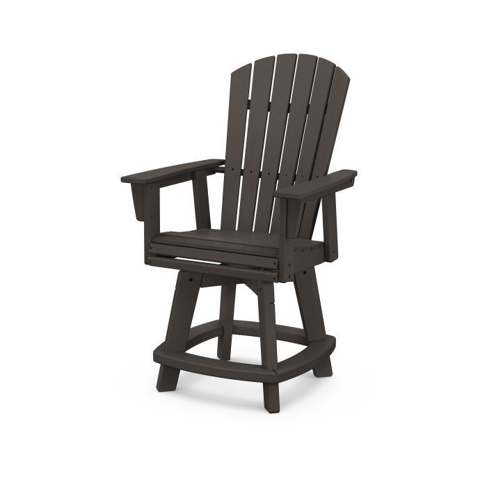 Nautical Curveback Adirondack Swivel Counter Chair in Vintage Finish