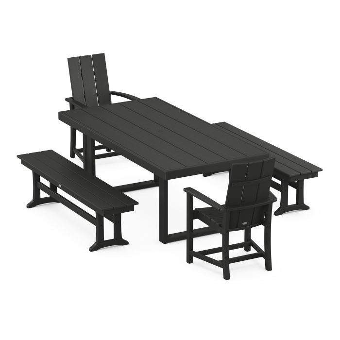 Modern Adirondack 5-Piece Dining Set with Benches