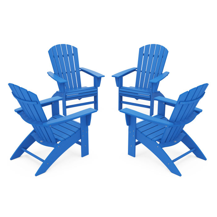 4-Piece Nautical Curveback Adirondack Chair Conversation Set