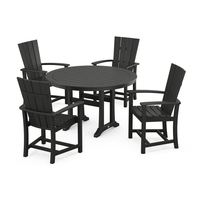 Quattro 5-Piece Round Dining Set with Trestle Legs