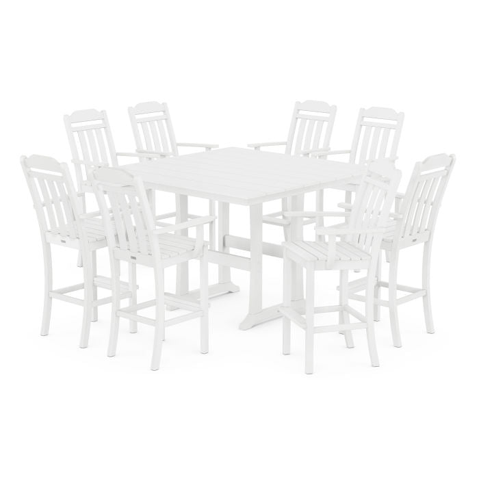 Country Living 9-Piece Farmhouse Bar Set with Trestle Legs