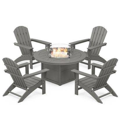 Nautical 5-Piece Adirondack Chair Conversation Set with Fire Pit Table