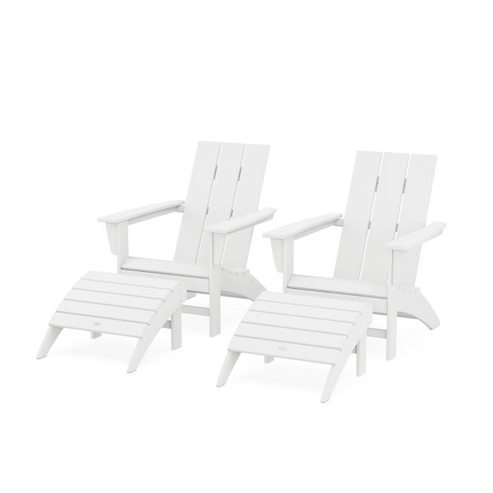 Modern Adirondack Chair 4-Piece Set with Ottomans