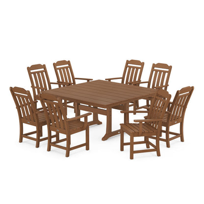 Country Living 9-Piece Square Farmhouse Dining Set with Trestle Legs