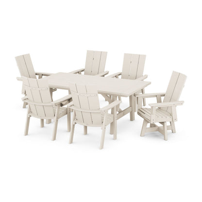 Modern Curveback Adirondack 7-Piece Rustic Farmhouse Swivel Dining Set