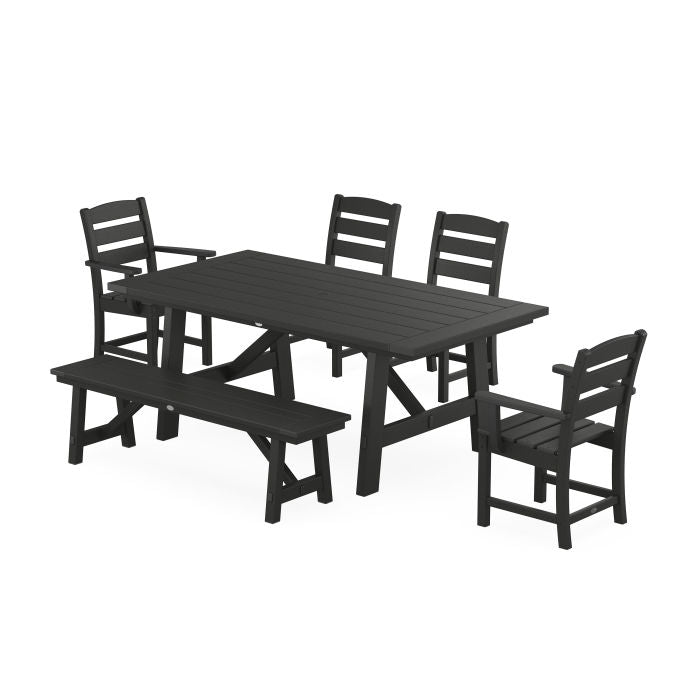 Lakeside 6-Piece Rustic Farmhouse Dining Set With Bench